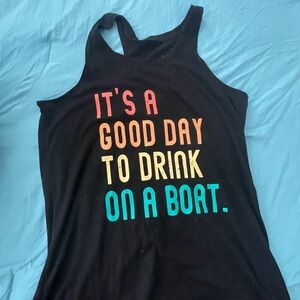 Black Women’s Graphic Tank Top - 'It's A Good Day to Drink on a Boat'